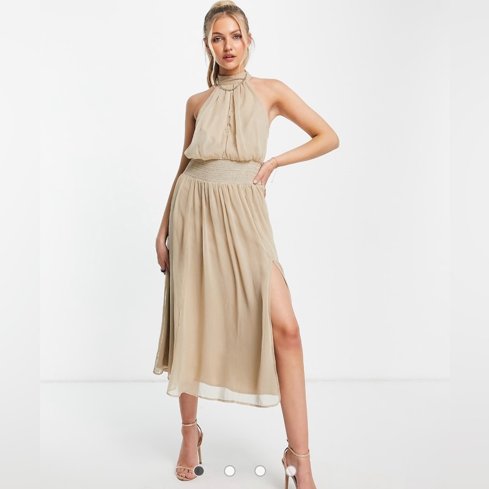 ASOS Highneck Halter Soft Midi Dress NWT